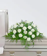 White Divinity Casket Spray
