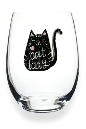 Queen's Jewels Stemless wine glass with unique rhinestone embellishments
