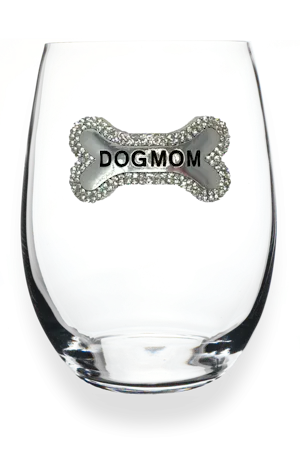 Queen's Jewels Stemless wine glass with unique rhinestone embellishments