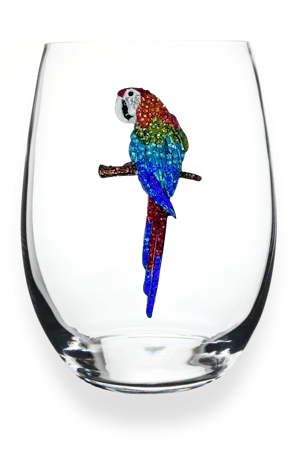 Queen's Jewels Stemless wine glass with unique rhinestone embellishments