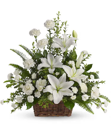 All flowers and greenery in a basket - choose your color palette