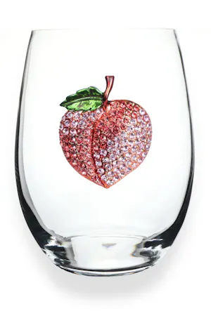 Queen's Jewels Stemless wine glass with unique rhinestone embellishments