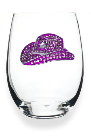 Queen's Jewels Stemless wine glass with unique rhinestone embellishments