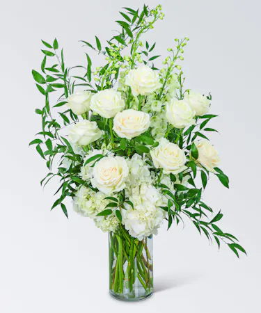 All white flowers in a vase