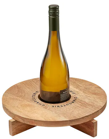 Mango Wood Charcuterie Board with a center holder for wine or dip