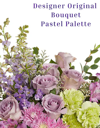 Flower arrangement featuring soft pastel colors