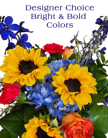 Bright & bold colors in a unique designer choice bouquet
