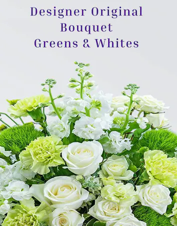 Our designers will create a beautiful arrangement with white and green flowers