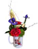 Nacho Average Dad mug with blue iris, red carnations, green tricks and gold foliage